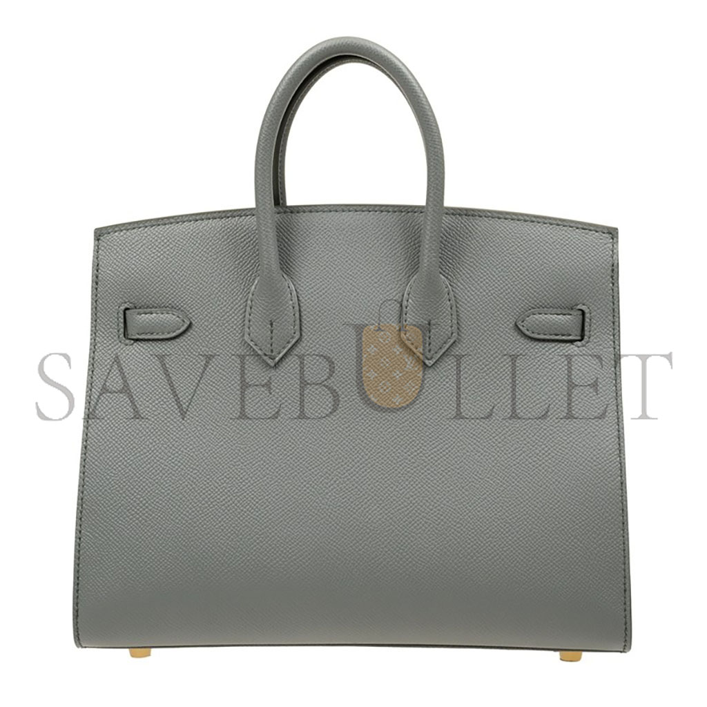 HERMES BIRKIN 25 EPSOM LEATHER ALMOND GREEN GOLD BUCKLE LUXURY BAG BK2563EPGPO (25*20*13cm)